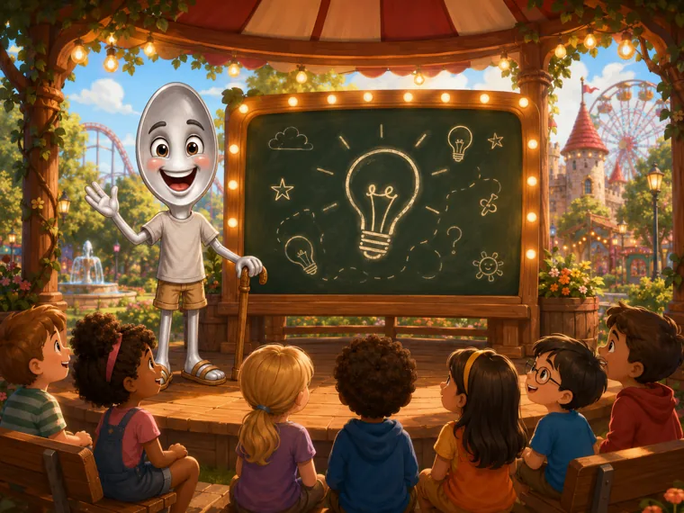 A glowing chalkboard of doodles in a cozy gazebo, Sterling teaching
